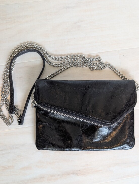 HOBO Handbags - HOBO Daria Black Leather Convertible Shoulder Crossbody And Clutch Evening Bag